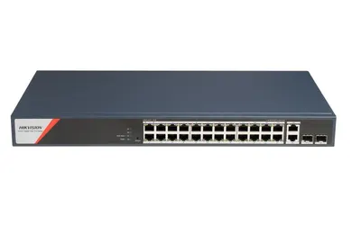 Switch PoE Hikvision DS-3E1528HP-SI-24P2T2F: 24 x 10/100/1000 Mbps PoE Ports, 2 × 10/100/1000 Mbps RJ45, 2 x 10/100/1000 Mbps SF