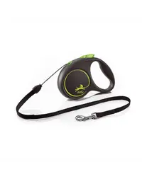 FLEXI Black Design lesa automata cu sir pentru caini, negru cu verde, marimea S, 5 m