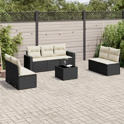 Gossi set mobilier de gradina cu perne, 8 piese, negru, poliratan
