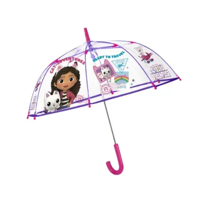 Umbrelă transparentă, Perletti, Gabby's, 45 cm, Collection Gabby's Dollhouse