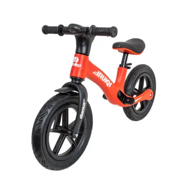 Bicicleta fara pedale pentru copii IRUIQI, roti de cauciuc si scaun reglabil, +3ani, negru si rosu Z-TOOLS / ZTS9454 Engros