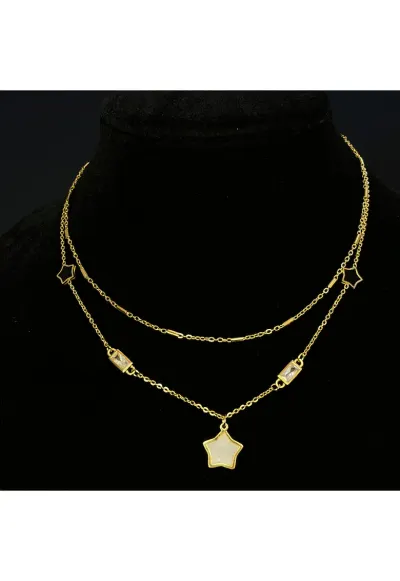 Colier Dublu aliaj metalic - 100% autentic