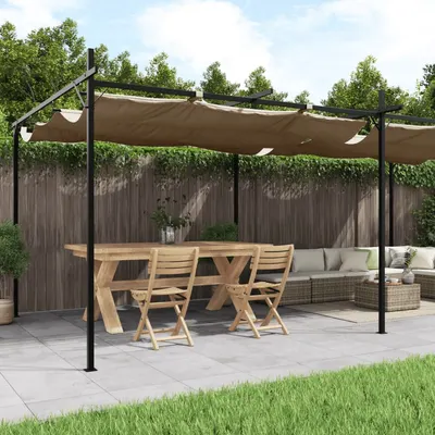 Gossi pergola cu acoperis retractabil, gri taupe, 589x292x230 cm