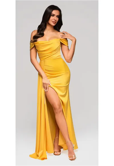Rochie de seara Maxi LA-OM-DLR188 - Galben