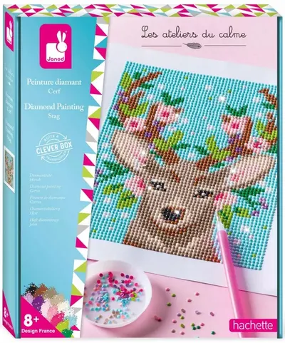 Set creativ Janod - Goblen cu diamante, cerb