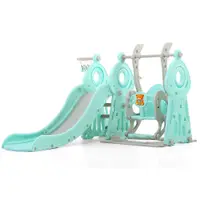 Spatiu de joaca pentru copii Nichiduta Garden Ocean Blue interiorexterior 3in1 cu tobogan, leagan cu bara de protectie detasabila si inaltime reglabila, jucarie muzicala, cos de baschet si minge inclusa