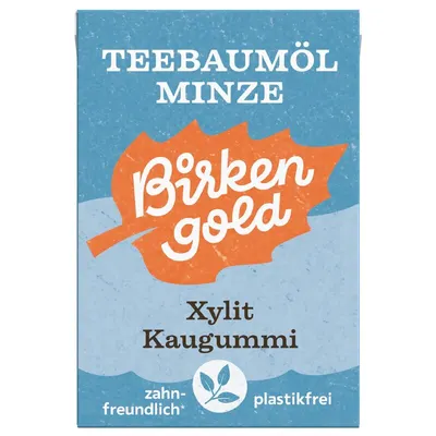 Guma de mestecat cu tea tree si menta 20 drajeuri 28g Birkengold