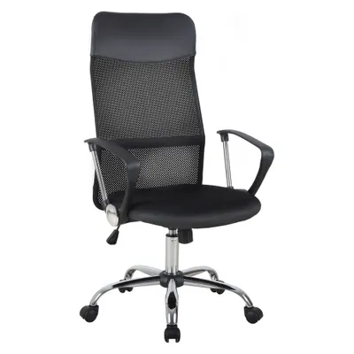 Scaun ergonomic de birou, insertie plasa, negru HOMCOM | Aosom Romania