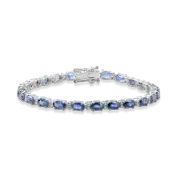 Bratara tennis din aur alb cu safire ovale de 8.1ct si diamante de 0.23ct