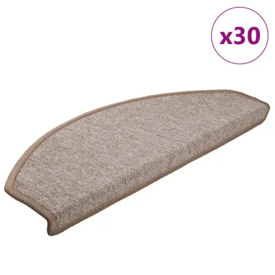 vidaXL Covorașe pentru scări, 30 buc., 65x24x4 cm, maro deschis, semirotunde, mari