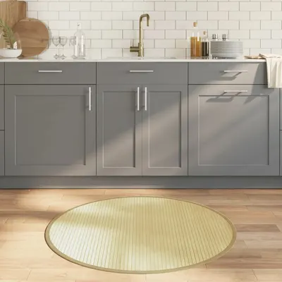 Gossi covor rotund, natural deschis, 100 cm, bambus