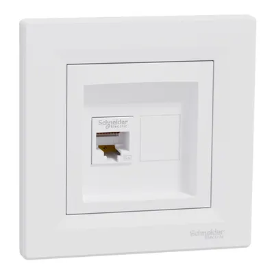 Priza date internet RJ45 cat5, alb Asfora, montaj in doza rotunda - cu placa ornament