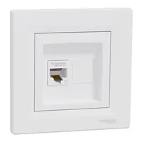 Priza date internet RJ45 cat5, alb Asfora, montaj in doza rotunda - cu placa ornament