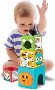 Set de jocuri pentru bebeluși Infantino B Kids – Coș de joacă și cuburi pentru asamblat