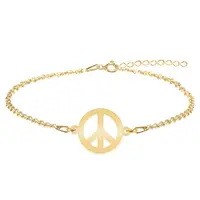Peace - Bratara personalizata semnul pacii din argint 925 placat cu aur galben 24K