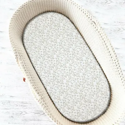 Cearceaf cu elastic MimiNu Premium Meadow pentru patut sau leagan, 90x40 cm, din bumbac certificat Oeko Tex Standard 100