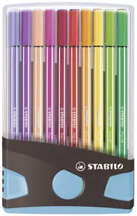 Set carioci Stabilo Pen 68 - 20 culori , într-o cutie albastru deschis