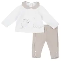 Costum copii Chicco, bluza si pantaloni, bej, 75714-65MFCO