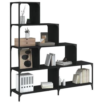 vidaXL Bibliotecă cu 4 niveluri negru 139x33,5x149 cm lemn
