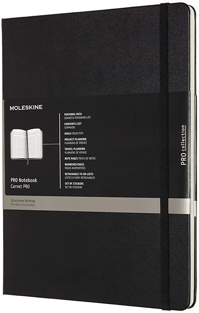 Agenda cu coperti tari Moleskine Pro Collection X-Large - Neagra