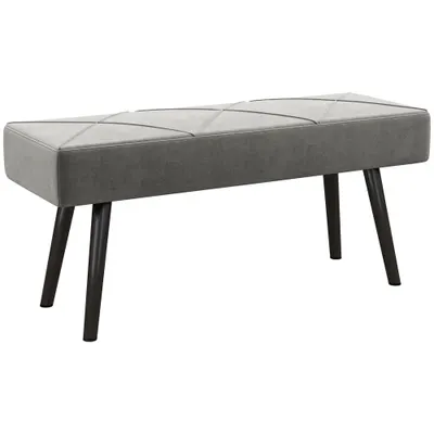 HOMCOM Danca Depozitare, Velvet Tapițat, cu Picioare de Oțel, pentru Dormitor, Living, Sufragerie, Hol, 100x36x45 cm, Gri | Aosom Romania