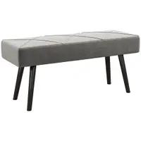 HOMCOM Danca Depozitare, Velvet Tapițat, cu Picioare de Oțel, pentru Dormitor, Living, Sufragerie, Hol, 100x36x45 cm, Gri | Aosom Romania