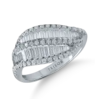 Inel din aur alb cu diamante baguette si rotunde de 0.93ct
