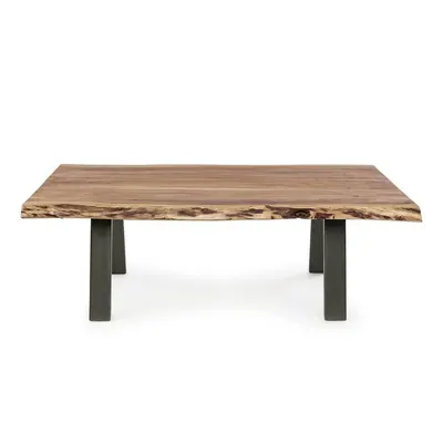 Măsuță de cafea neagră/în culoare naturală cu blat din lemn de acacia 65x115 cm Aron – Bizzotto
