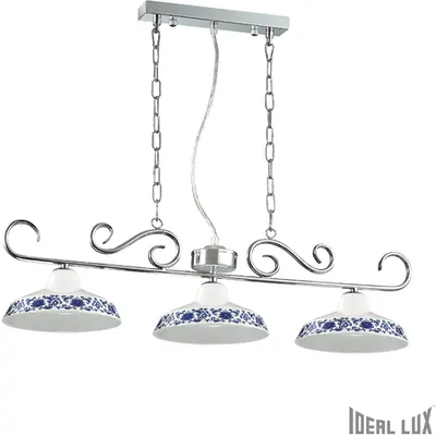 lustra Bassano, 3 becuri, dulie E14, L:770 mm, H:350/920 mm, Alb