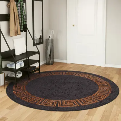 vidaXL Covor lavabil, negru și auriu, Ø 200 cm
