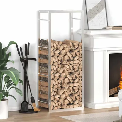 vidaXL Suport pentru lemne de foc, 50x28x132 cm, oțel inoxidabil