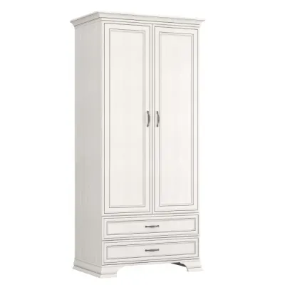 Dulap cu 2 usi si 2 sertare TIFFANY II, cu bara haine, crem fineline, 99x62,4x212,1 cm