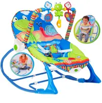 Balansoar multifunctional cu Muzica, Vibratii, bara detasabila cu 3 jucarii suspendate, Scaunel rabatabil in 2 pozitii, Husa detasabila, Blue