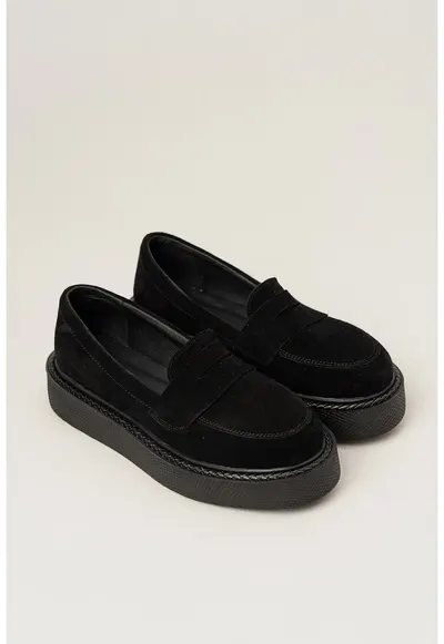 Pantofi loafer din piele intoarsa - Dune - Velur Black - Negru