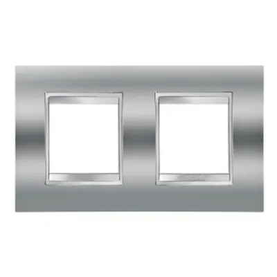 Placa ornament CProiector HORUS LUX international - IN METALLISED TECHNOPOLYMER - 2+2 modul HORIZONTAL - CHROME - CProiector HORUS
