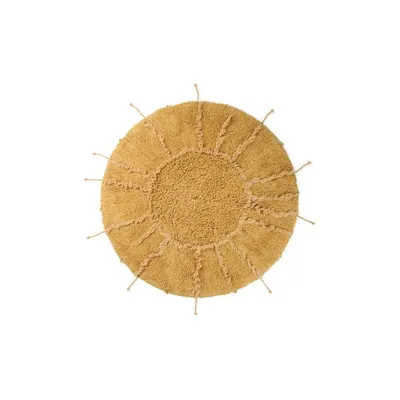 Covor galben muștar lavabil, țesut manual, rotund, din bumbac ø 100 cm Solar Multishape – Lorena Canals