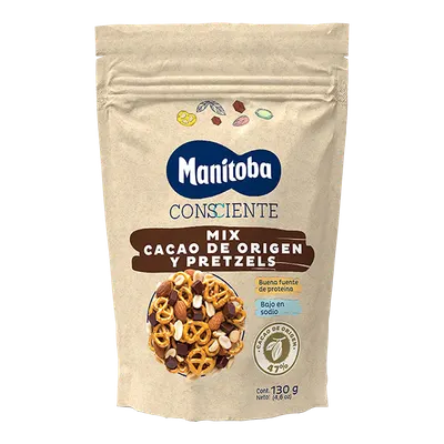 Amestec arahide migdale cacao si covrigei, 130g, Manitoba