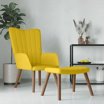 vidaXL Scaun relaxare cu taburet, galben muștar, catifea