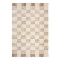 Covor crem/în culoare naturală țesut manual din amestesc de lână 200x300 cm Eric Checkboard – Flair Rugs