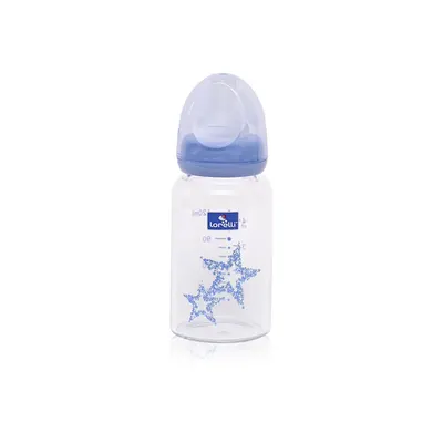 Biberon de sticla cu tetina anti-colici Lorelli Blue or Pink Stars 240 ml