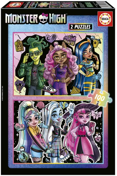 Puzzle pentru copii Educa din 2 x 100 de piese - Monster High