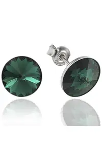 Cercei Argint 925 placat cu rodiu cu cristale Swarovski® Rivoli 8mm - Verde smarald