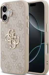 Husă Guess - 4G Metal Logo Gold Frame, iPhone 17, MagSafe, roz