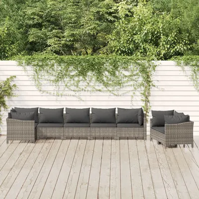 Gossi set mobilier de gradina cu perne, 8 piese, gri, poliratan