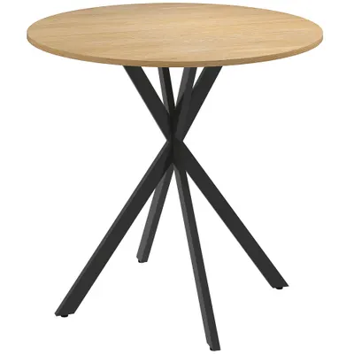 HOMCOM Masă Rotundă de Dining Industrială 80cm - Stejar Alb | Aosom Romania