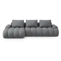 Colțar gri extensibil/cu spațiu de depozitare (cu colț pe partea stângă/cu șezlong) Linz – Cosmopolitan Design