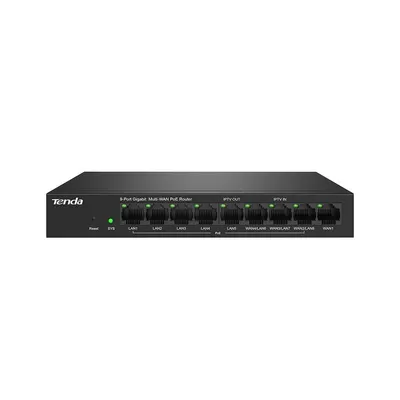 Router PoE Gigabit Tenda G0-8G-POE, 9 porturi, 8 porturi PoE, 940 Mbps, buget 95 W, cu management
