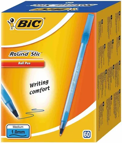 Set pixuri Bic Round Stic - 1.0 mm, albastru, 60 buc