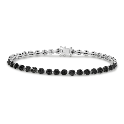 Bratara tennis din aur alb cu diamante negre de 3.021ct