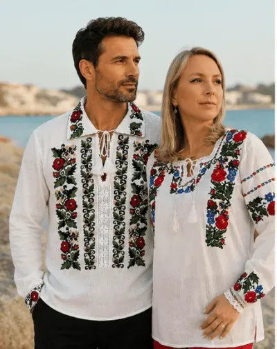 Set Traditional Cuplu 652 Camasi traditionale cu broderie